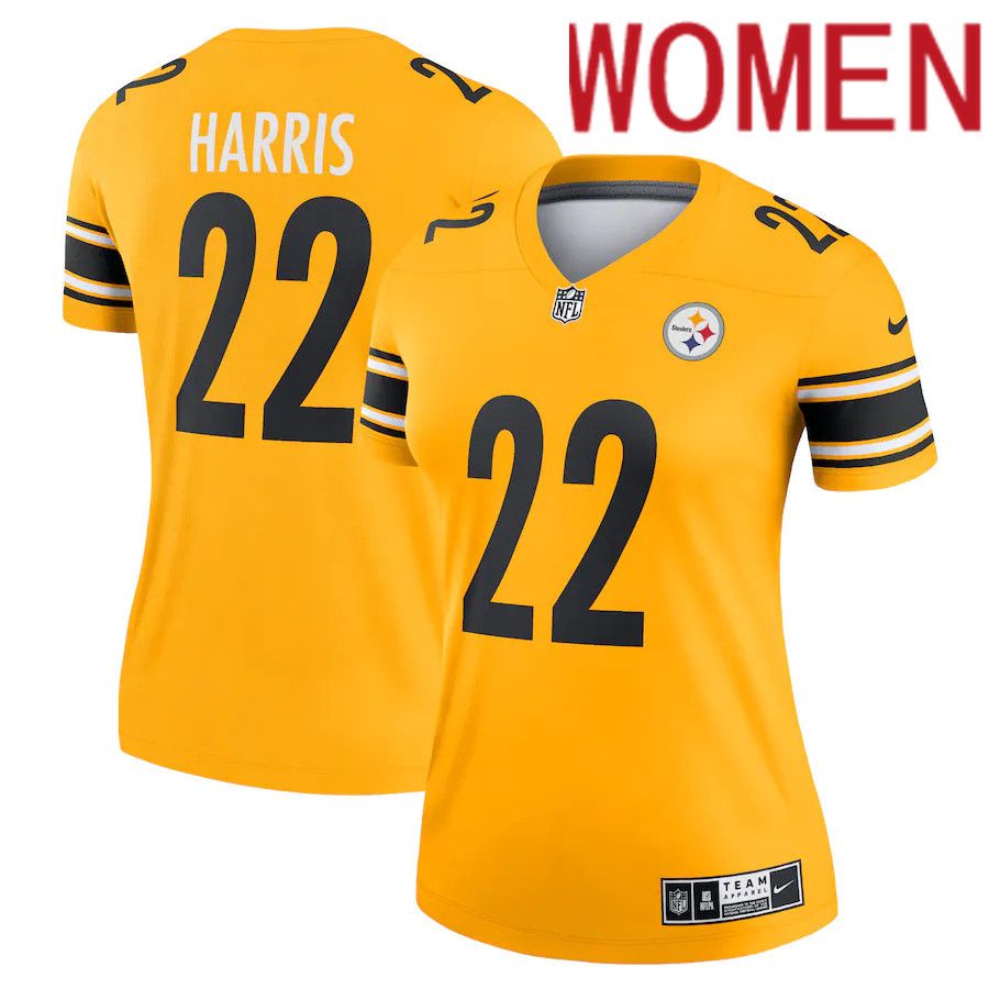 Women Pittsburgh Steelers 22 Najee Harris Nike Gold Inverted Legend NFL Jersey